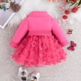 thumbnail image 4 of Ulitacool Girls Winter Dress Long Sleeve Solid Color Lapel Bowknot Button Dresses Tutu Dress Clothes Hot Pink Sweet Outfits, 4 of 9