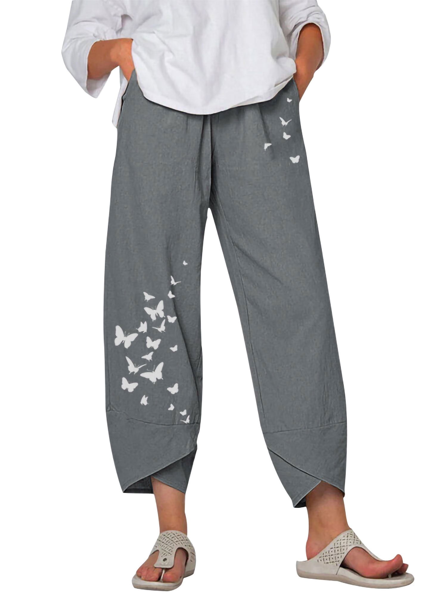 Women Summer Elastic Waist Lounge Pants 