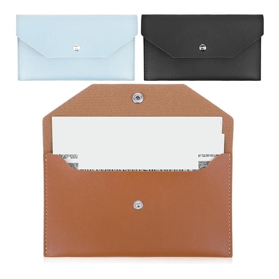 3Pcs Cash Envelopes, Waterproof Money Envelopes,Brown&Black&Blue