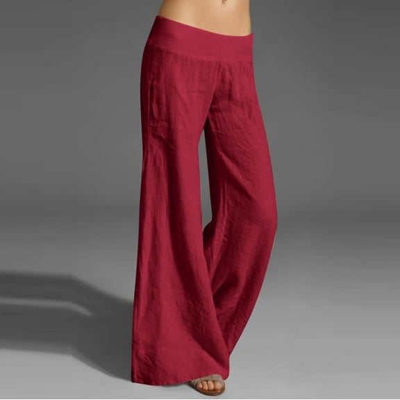 Aloohaidyvio Pants with Pockets,Womens Casual Full-Length Loose Pants High Waist Trousers Long Straight Wide Leg Pants
