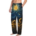 thumbnail image 6 of Sikiie Oil Starry Sky Sunflower Mens Pajama Pants Sleep & Lounge Pants, PJ Bottoms With elastic waistb and Pockets Large, 6 of 6