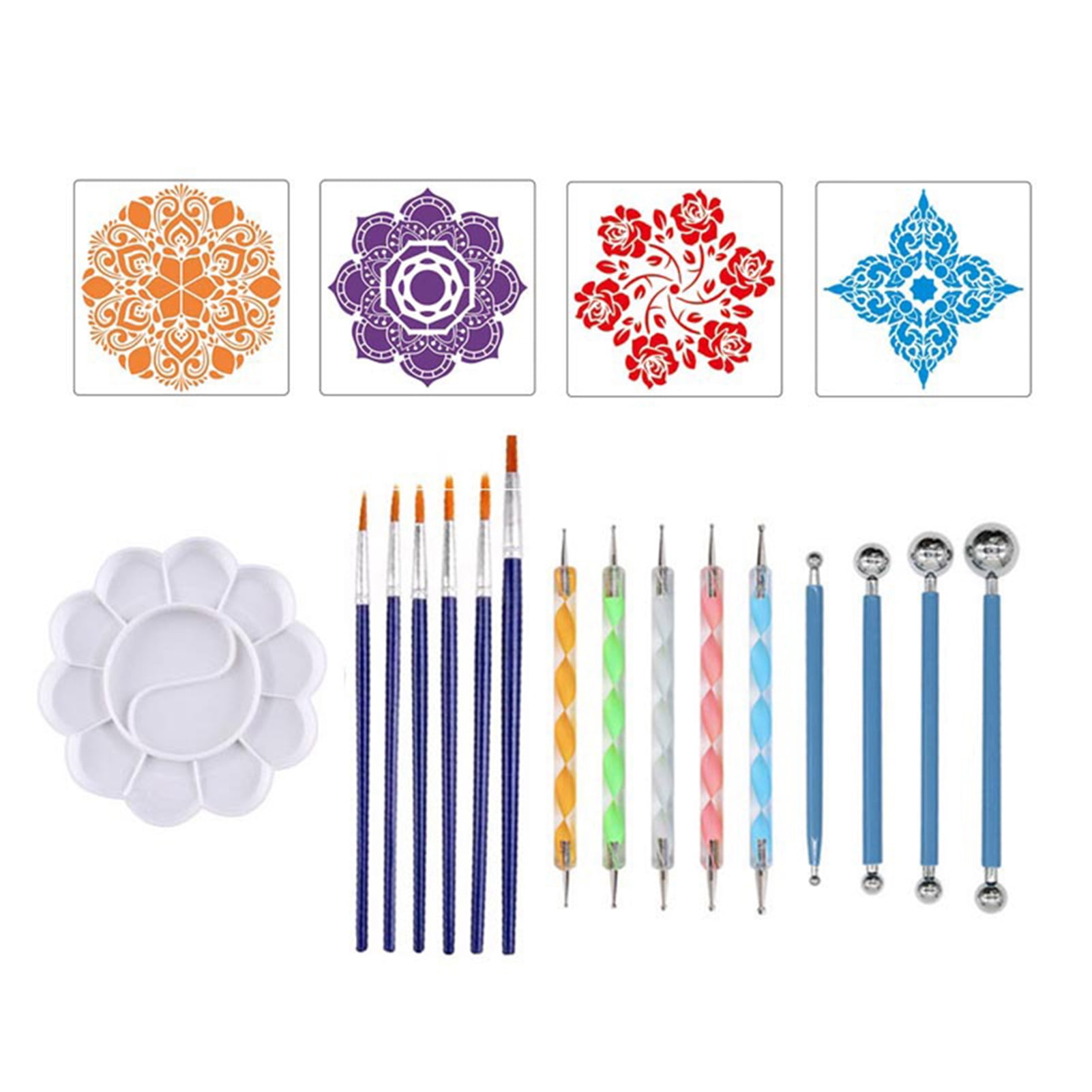 19Pcs Mandala Dotting Tools Set Pen Dotting Tools Mandala Stencil Ball  Stylus Paint Tray for Painting Rocks, Coloring, Drawing and Drafting