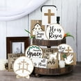 thumbnail image 2 of Easter Tiered Tray Decor Set He is Risen Cross Easter Wood Sign Easter Table Decor Easter Dove Cross Tiered Tray Easter Wooden Signs for Easter Party Decorations 10 Pcs, 2 of 9