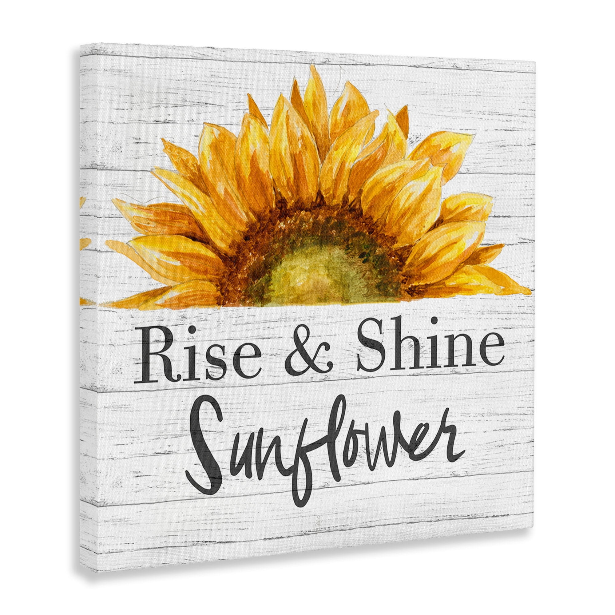 Stupell Industries Rise and Shine Sunflower Yellow Farm Floral Canvas Wall Art by Patricia Pinto