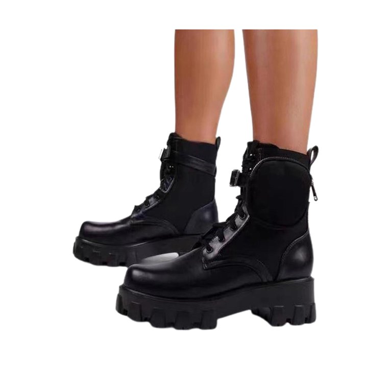 Wodstyle Womens Lace Up Winter Platform Side Bags Ankle Boots Shoes Combat  Military Booties - Walmart.com