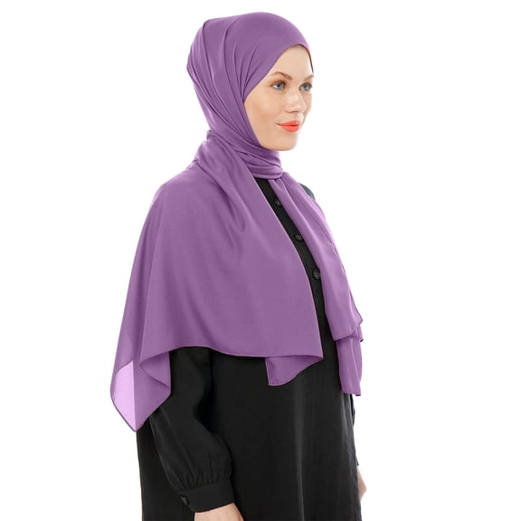 Breezora Lightweight Chiffon Hijab Scarf Long Head Covering Shawl for Daily Wear Purple