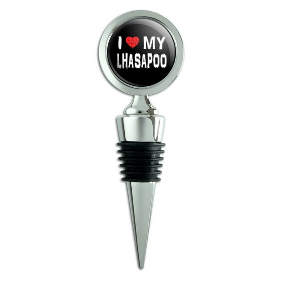 I Love My Lhasapoo Stylish Wine Bottle Stopper
