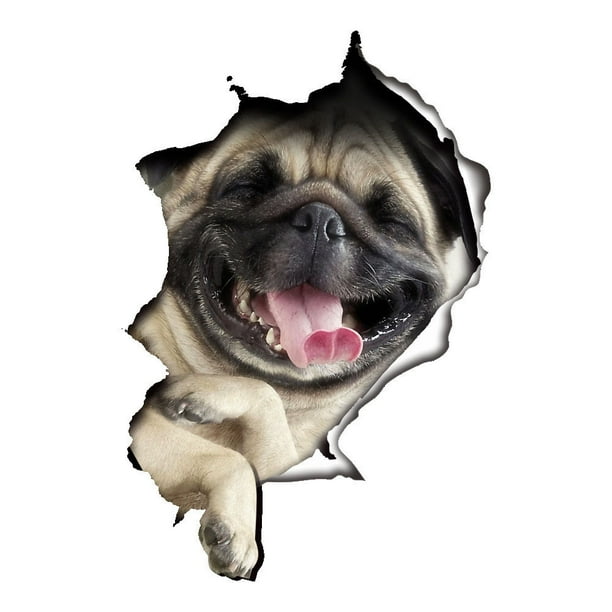 3D Wall Decal Sticker, [Laughing Pug Dog] Removable Wall Art Sticker