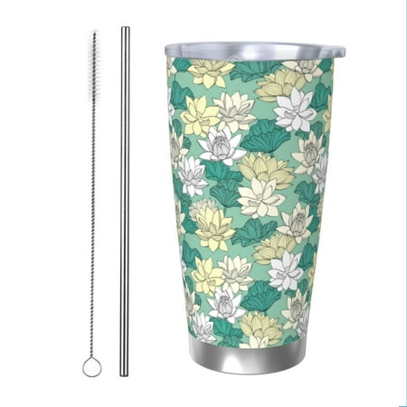 

Matuu Lotus Flower1 for 20oz Durable Thermal Cups Keep Drinks Cold and Hot Insulated Car Mug with Lid-Straw Two-piece Set