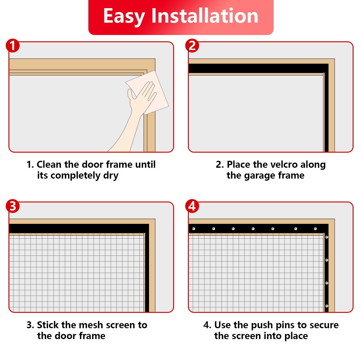 Butizone Garage Door Screen for 1 Car Garage Doors, 16x7FT Reinforced Fiberglass Magnetic Single Garage Screen Door with High Energy Magnets