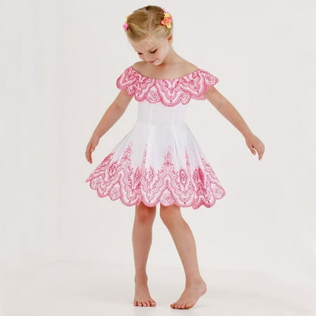 Kate Mack Little Girls White Pink Embroidered Off-Shoulder Easter Dress