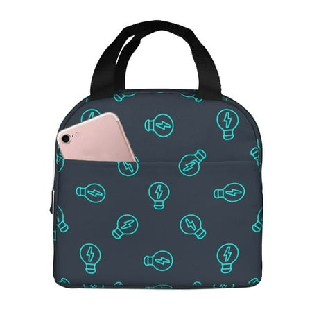 Insulated Lunch Bag for Women Men - blue Light Bulbs print Leakproof Cooler Lunch Box for Women Men  Lunch Tote Bags for Work School Picnic Travel