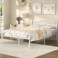 thumbnail image 2 of VECELO Queen Size Metal Bed Frame, Modern Platform Bed with Headboard and Footboard, No Box Spring Needed, White, 2 of 7