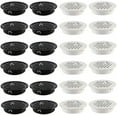 thumbnail image 1 of Rejilla de ventilación de acero inoxidable de 35 mm: 24 piezas para guardarropas y muebles, color blanco y negro, malla inferior circular para flujo de aire, 1 of 5