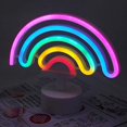 thumbnail image 3 of Rainbow Neon Sign LED Light Battery Colorful with Holder Base Rainbow Nightlight Decorative Table Light for Birthday Bar Party, 3 of 7