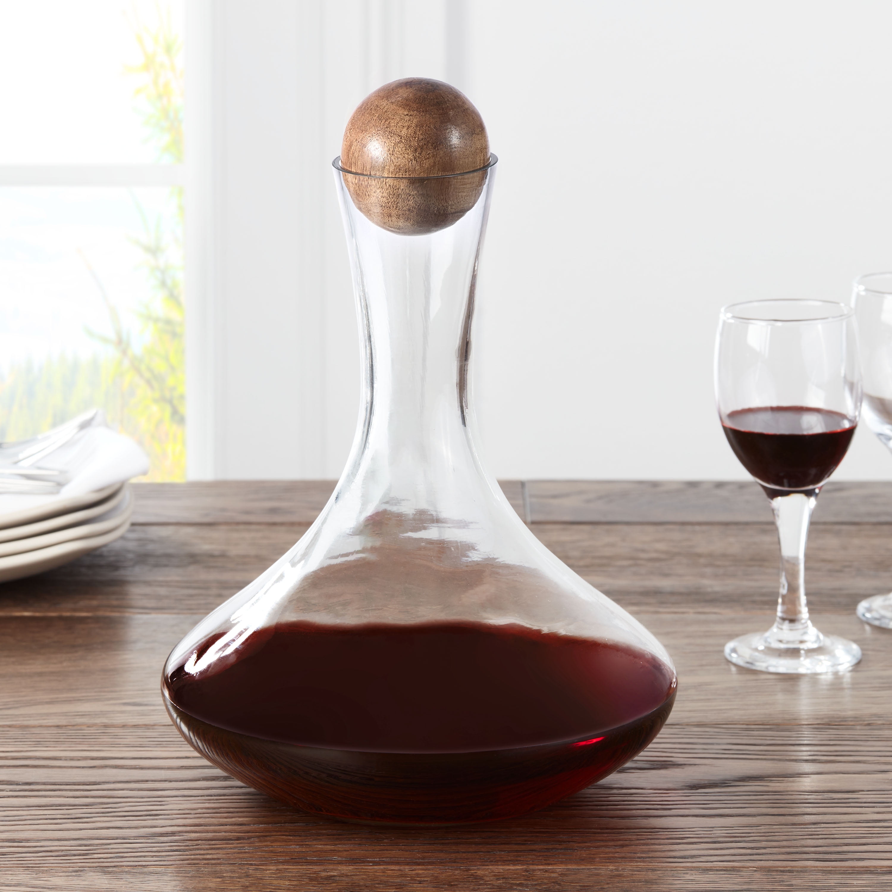 Glass Decanter with Beech Wood Lid