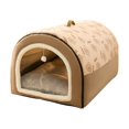 thumbnail image 1 of JUNWELL Clearance Dog Bed House 2 Ways to Use Indoor Dog House for Cats and Small Dogs with Mat Removable and Washable Cover House and Non-Slip Bottom  Brown, 1 of 4