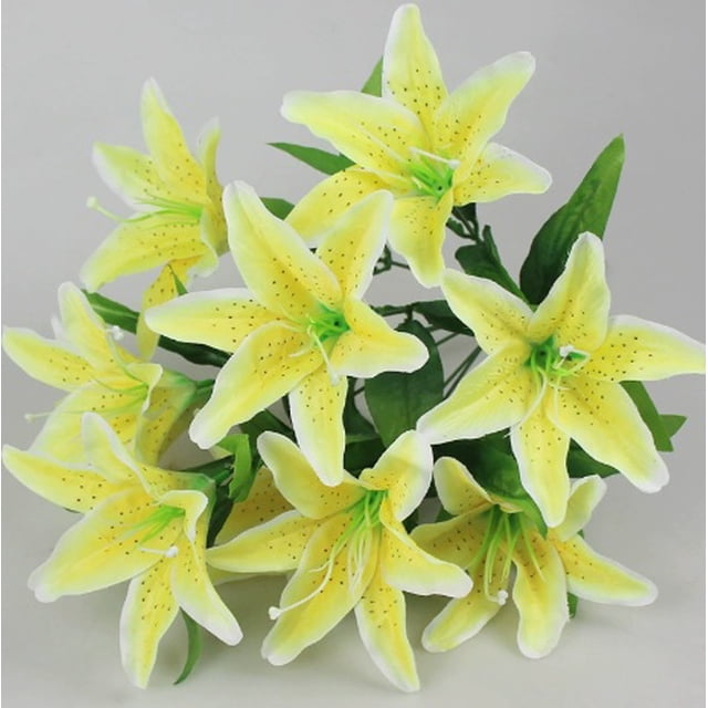 Un único ramo artificial de orquídeas serpiente de 10 cabezas y lirios - un accesorio de decoración for salón de boda, flor artificial, flor de seda.