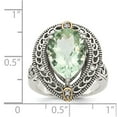 thumbnail image 4 of Shey Couture Sterling Silver with 14K Accent Antiqued Diamond and Pear Shaped Green Quartz Ring, 4 of 7