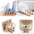 thumbnail image 2 of Estante para platos de madera de bambú, soporte para platos, gabinete de almacenamiento de cocina compacto, organizador para platos/platos/tazones/tazas de ollas/tabla de cortar, 2 of 4