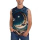 thumbnail image 1 of Fotbe Artistic Starry Sky Moon Book Men's Camiseta sin Mangas Estampada para Hombres, Playera Casual para Gimnasio, Entrenamiento, Playa-Small, 1 of 7