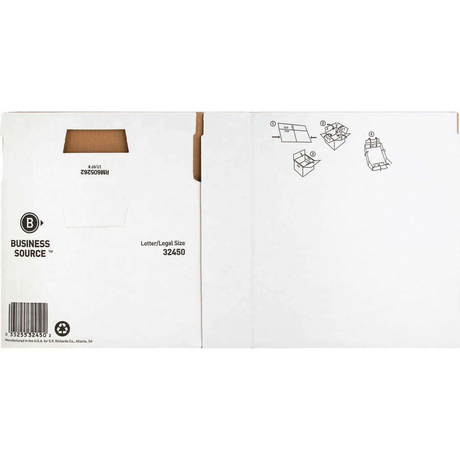 Business Source Quick Setup Medium-duty Storage Box - External Dimensions: 12" Width X 15" Depth X 10"height - Media Size Supported: Legal, Letter - Lift-off Closure - Medium Duty - Stackable - White