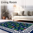 thumbnail image 2 of ODIKA 4'x6' Machine Washable Non-Slip Area Rug, Festive Holly Berry Wreath Latch Hook Kit with Snowflake Border Design High Traffic Rug with Pad, Blue, 634767, 2 of 8