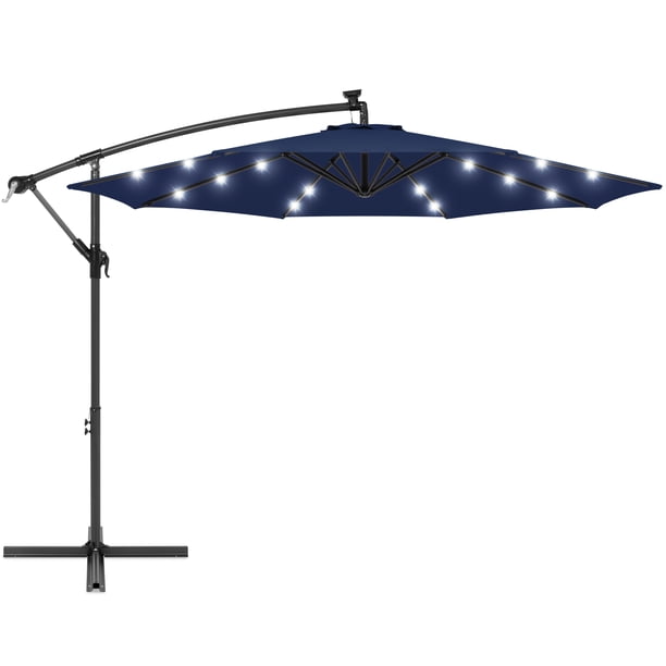 Best Choice Products 10ft Solar Led Offset Hanging Outdoor Market Patio Umbrella W Easy Tilt Adjustment Navy Blue Walmart Com Walmart Com