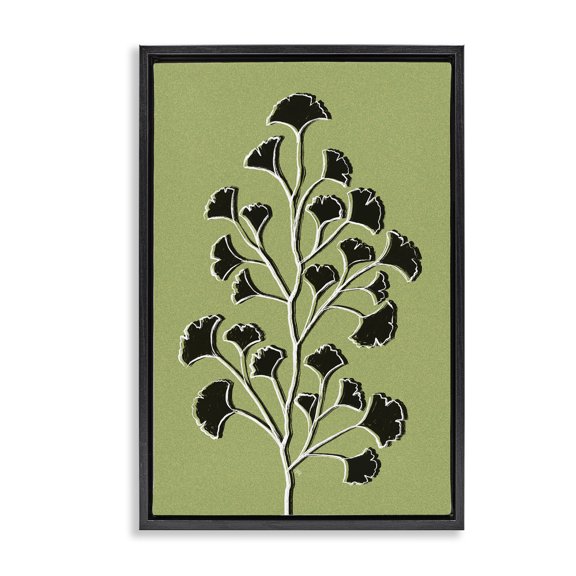 Stupell Industries Scandinavian Lime Gingko Sprig Black Floating Frame Canvas Art, 17 x 25, by Martina Pavlova