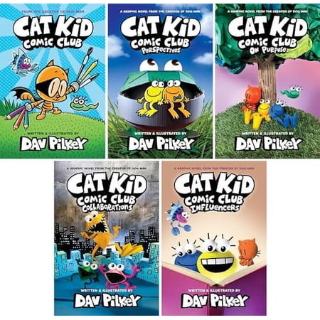 Cat Kid Comic Club Series Set of 5 Books. Perspectives, On Purpose, Collaborations, Influencers