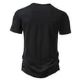 thumbnail image 3 of Men's T-Shirts Button V Neck Short Sleeve T Shirt Solid Color Henley T-Shirts Sports Dailywear T-Shirt, 3 of 8