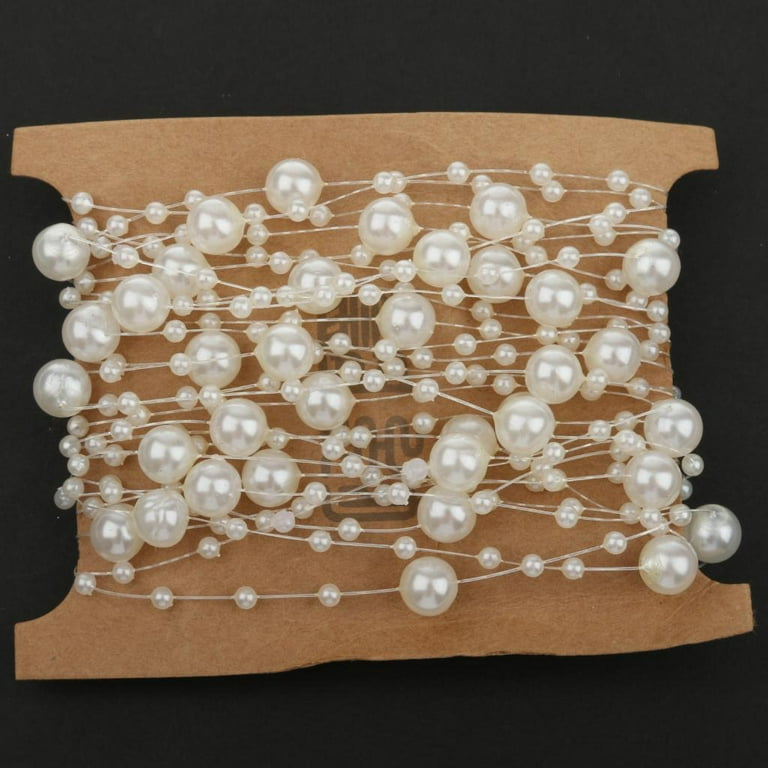 Abaodam 2 Rolls Pearl Beads Bridal Jewelry Pearl Trim Bead Chains Pearl  Bead Trim DIY Sewing Pearl Artificial Flower Garland Pearls Beads Garland