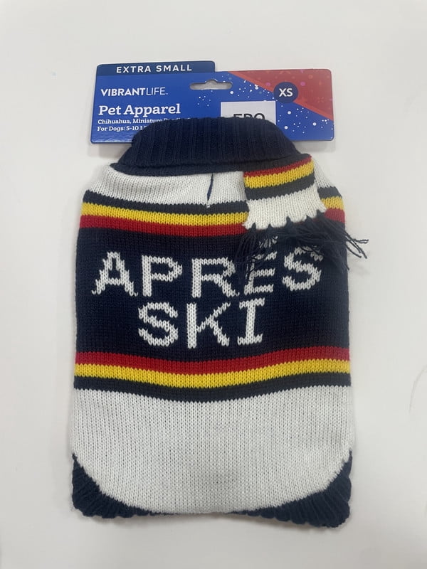 Vibrant Life Holiday Apres Ski Sweater for Dogs and Cats, Multicolor, XS