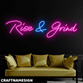 thumbnail image 2 of Craftnamesign Rise & Grind Neon Sign, Bedroom Wall Decor, Motivational Wall Art, 2 of 4