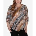 thumbnail image 4 of Alfred Dunner Womens Plus-Size  Diagonal Animal Print Top With Necklace, 4 of 6