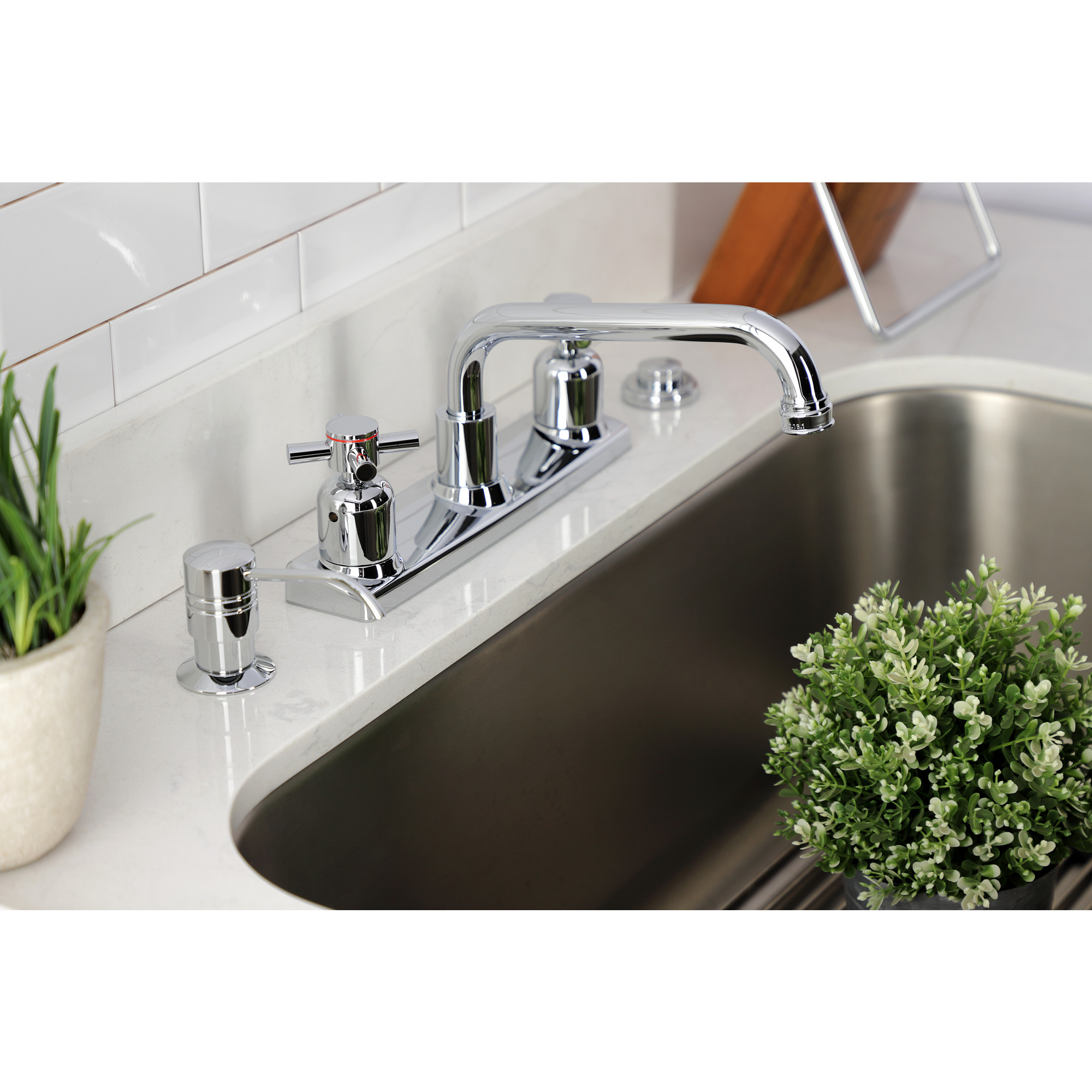 Kingston FB2131DX Concord Two-Handle 2-Hole 8" Centerset Kitchen Faucet in Polished Chrome