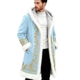 thumbnail image 2 of Christmas Men's Santa Trench Coat Trendy Plush Coats Long Peacoats Xmas Long Hooded Cardigans Light Blue S, 2 of 6