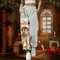 thumbnail image 2 of Womens Trousers with Pockets Christmas Santa Stretchy Relaxed Fit Lightweight Soft Comfy Womens Pants, 2 of 4