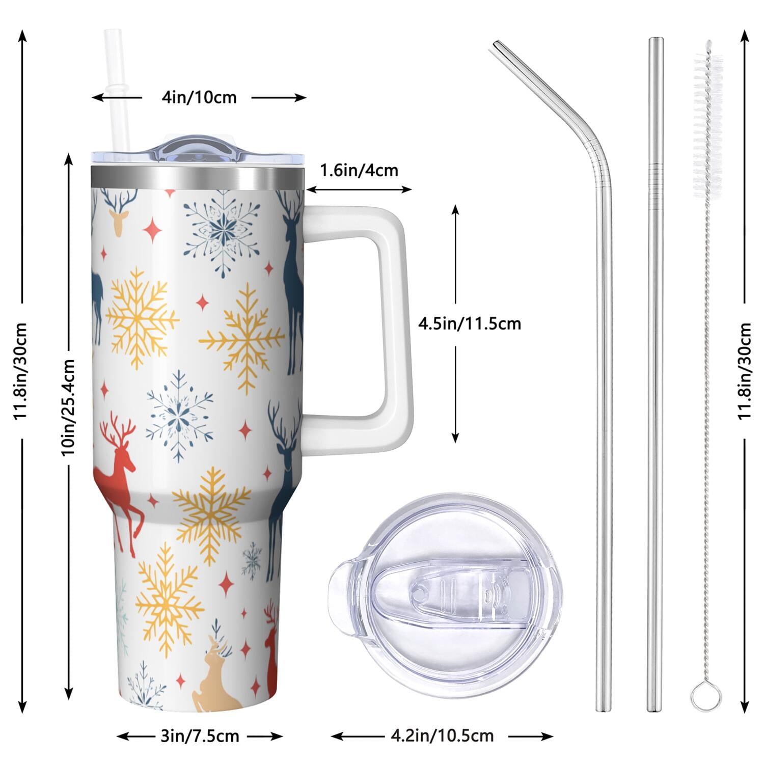 1pc 40 oz Christmas Tumbler with Lid and Straw Stainless steel Insulated tumblers Cute water bottle Travel/Gym coffee tumbler Gifts for Women/men
