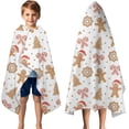 thumbnail image 3 of White Christmas Gingerbread Man Pattern Hooded Bath Towel，50"x30" for Ages 3 To 12 Kids, Quick Dry Lightweight Soft Microfiber Hood Beach Towel Cover Up for Kids, 3 of 7