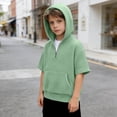 thumbnail image 2 of Ticikt Boys Knit Short Sleeve Hooded Sweatshirt Casual Pullover Top for Kids Youth Children,Color:Light Green,Size:5-6 Years, 2 of 4