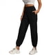 thumbnail image 1 of Pantalones Deportivos Casuales de Cintura Alta para Mujer, Pantalones Elásticos de Puntos. Negro S, 1 of 10