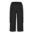 thumbnail image 4 of Jxximdong Pants for Women Cargo Capris Summer Casual Drawstring Capris Pants With Pockets Wide Leg Cropped Pants Outdoor Hiking Pants Black S Trousers, 4 of 4