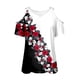thumbnail image 2 of Gibobby Playera Corte clásico para MujerCamiseta manga corta con cuello en V y hombros descubiertos informal verano para mujer(Rojo,XL), 2 of 4