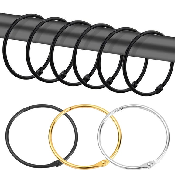 Yesbay 12 Pcs Bathroom Shower Curtain Rings Rust Proof Smooth Gliding Tightly Closed Anti-Drop Round Shower Curtain Hooks