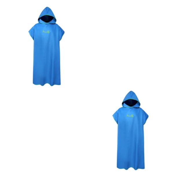 Sonducket Albornoz de poliéster a prueba de viento de secado rápido reemplazo térmico microfibra lavable hombres mujeres bata de baño con Azul 2Conjunto