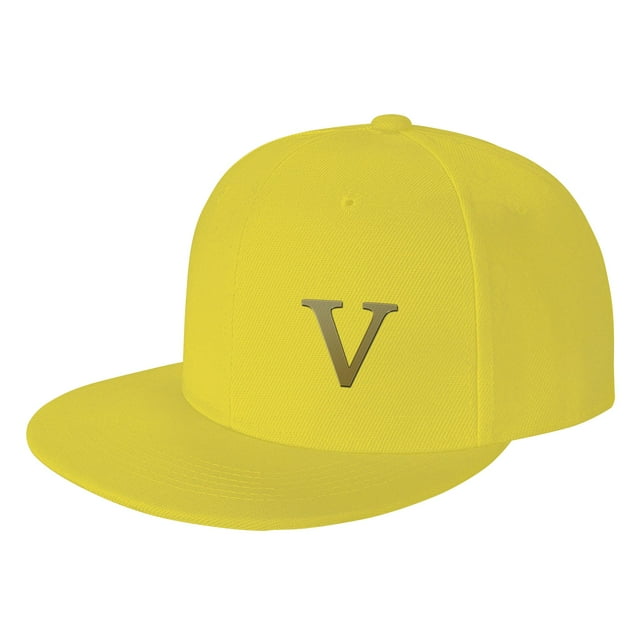 ZICANCN Alphabet V Pattern Baseball Caps, Trucker Hats for Men And Women, Adjustable Breathable Flat Caps, Yellow