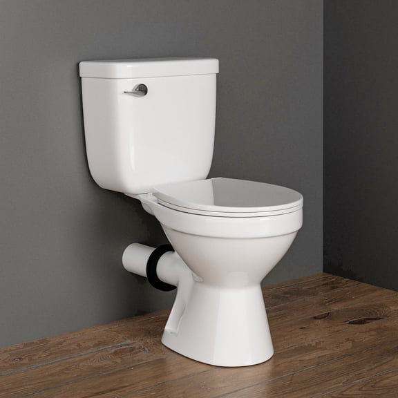 Rear Outlet Toilet with P-Trap, Efficient Flushing and Space-Saving Two-Piece Toilet, Two Extension Pipe for Easy Install
