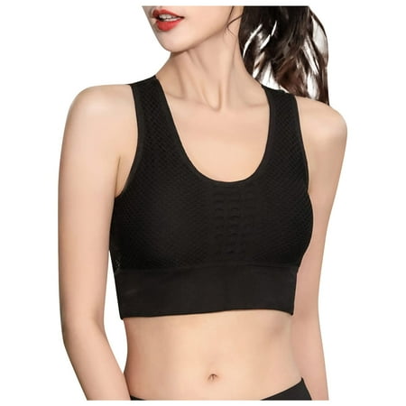 

BIZIZA Women Push Up Bras Solid Color Comfortable Wireless Yoga Sport Everyday Lingerie Black L