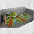 thumbnail image 6 of Art Soft Flannel Fleece Blanket, Hand Drawn Ice Cream on Cone with Colorful Rays Coming out from the Middle, Cozy Plush for Indoor and Outdoor Use, 60" x 80", Lime Green Multicolor, by Ambesonne, 6 of 6
